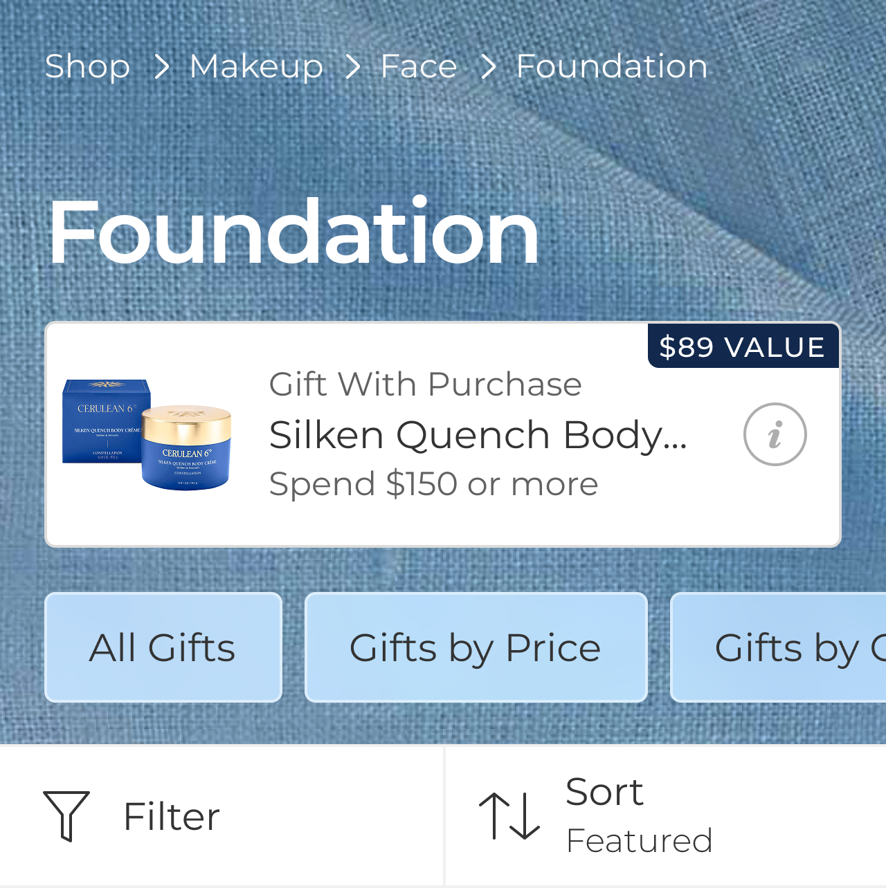 Detail of Collection Header for Bluemercury site
