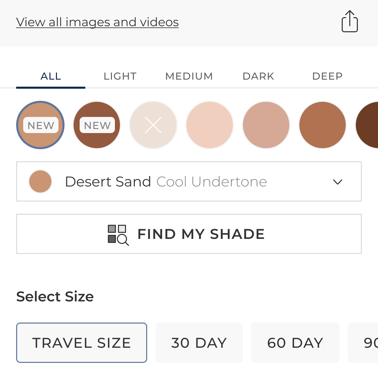 Detail of Shade Selector for Bluemercury site