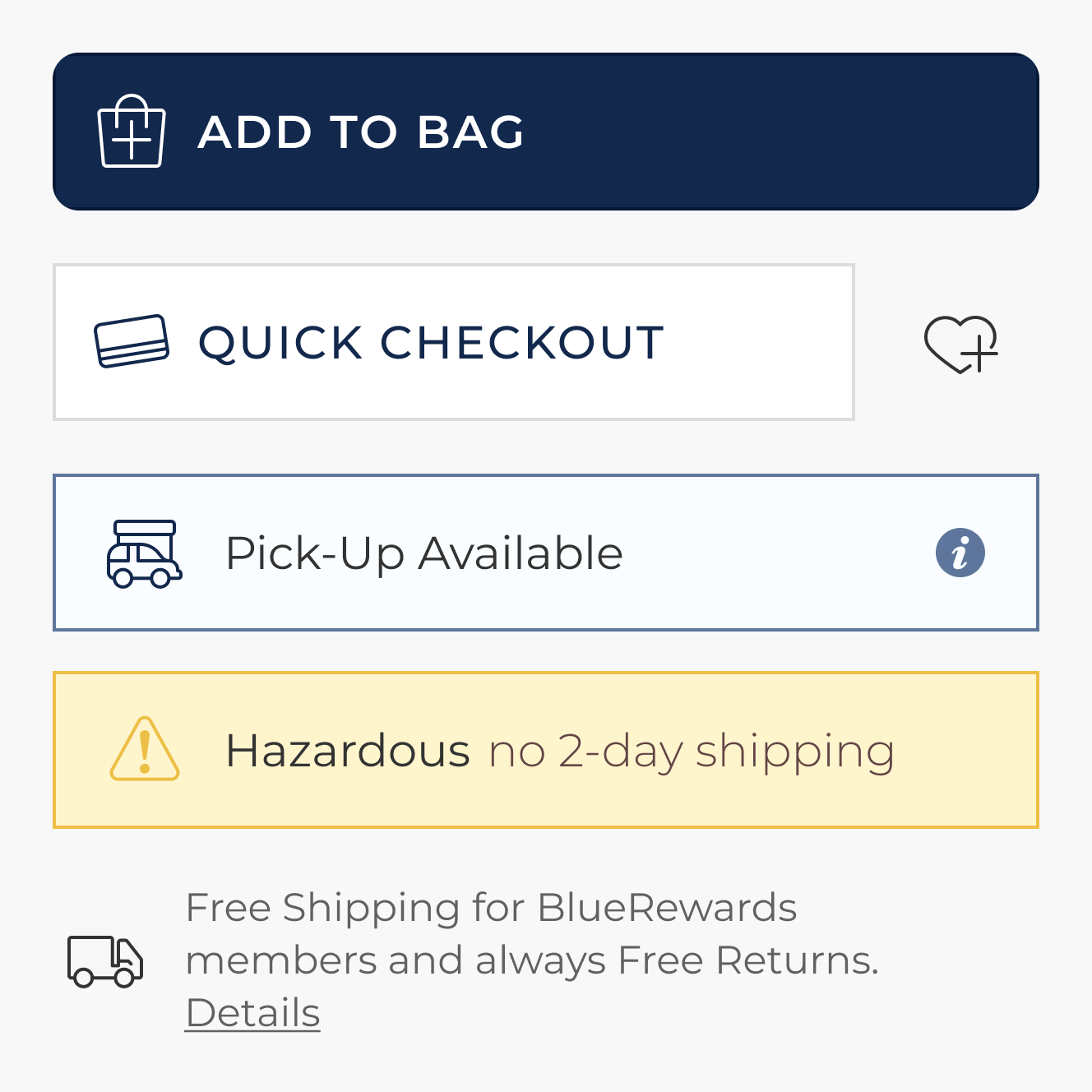 Detail of Purchasing Section for Bluemercury site